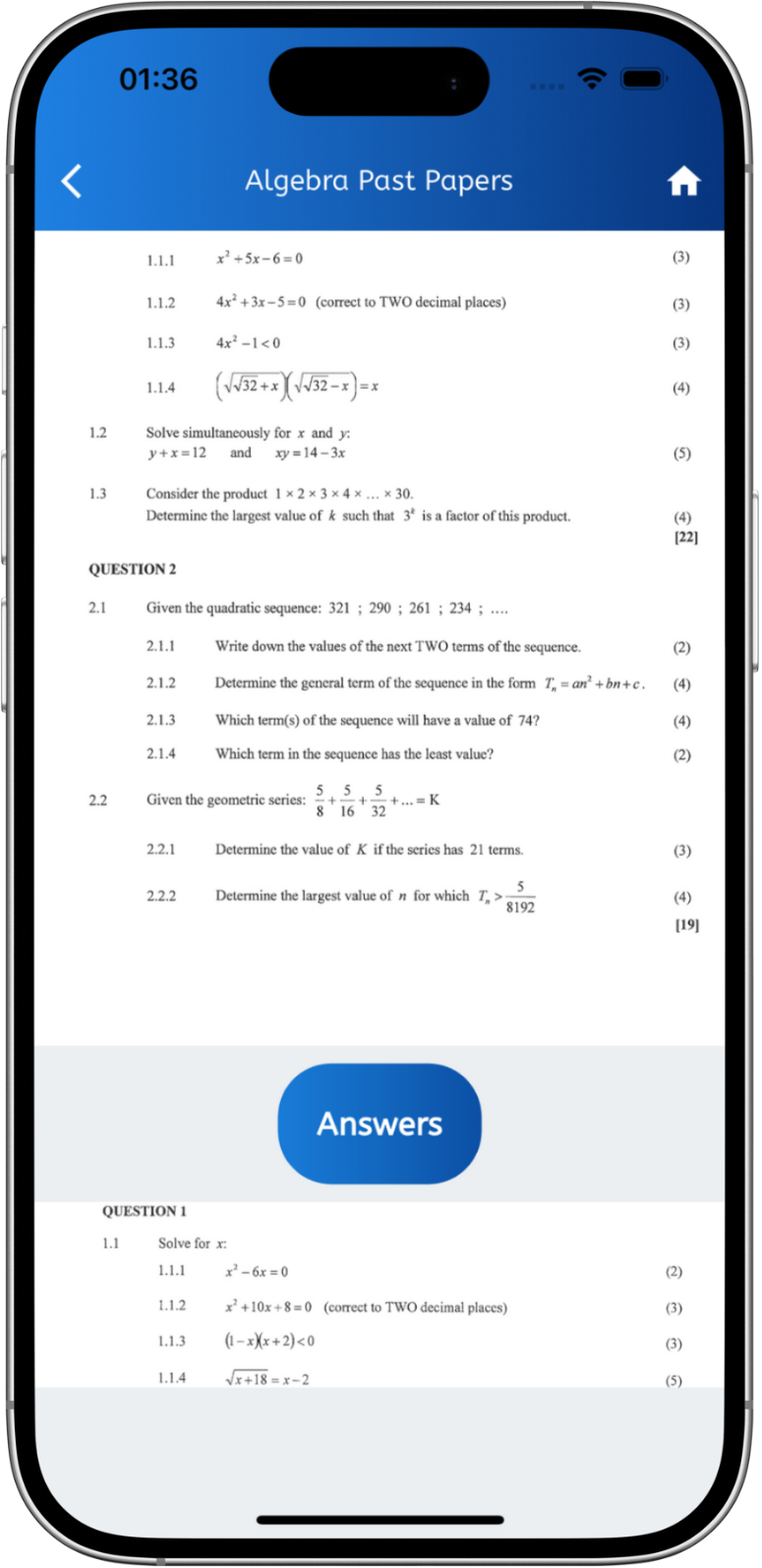 South African Matric past exam papers and solutions for exam preparation